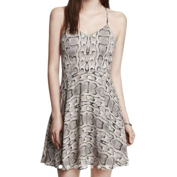 Express Women's Grey and Black Dress Halter, Snakeskin Print Size 10 - Picture 1 of 9